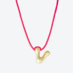 LA MOME BIJOU V Initial Joy Letter Necklace in Gold