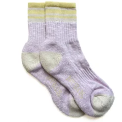 Ladies Avoch 1/4 Slubbed Socks in Lilac/Lemon | Collen and Clare