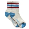 Ladies Moon Vintage Cotton Sport Socks in Ecru/Pale Blue/Red | Collen and Clare