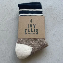 Ladies Sandwood Slubbed Socks in Brown Marl/Navy | Collen and Clare