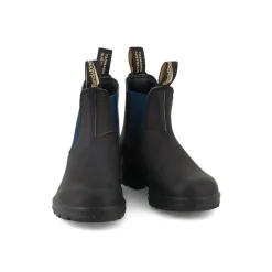 1917 Leather Boots with Blue Elastic in Voltan Black | Collen & Clare