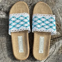 LES MAURICETTES Candice Sandals in Blue/White