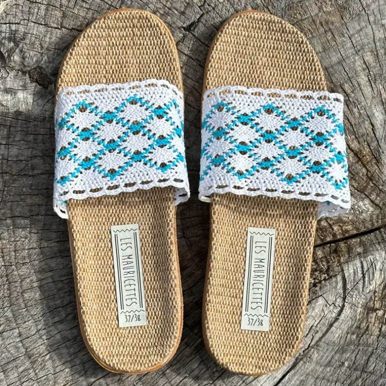 LES MAURICETTES Candice Sandals in Blue/White