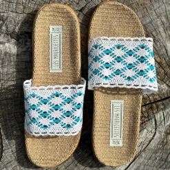 LES MAURICETTES Candice Sandals in Blue/White