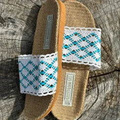 LES MAURICETTES Candice Sandals in Blue/White
