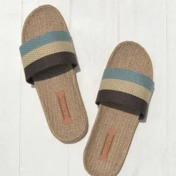 LES MAURICETTES Yvette Sandals in Light Blue/Natural/Navy Blue