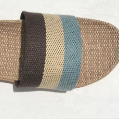 LES MAURICETTES Yvette Sandals in Light Blue/Natural/Navy Blue