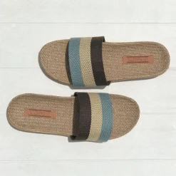 LES MAURICETTES Yvette Sandals in Light Blue/Natural/Navy Blue