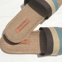 LES MAURICETTES Yvette Sandals in Light Blue/Natural/Navy Blue