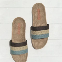 LES MAURICETTES Yvette Sandals in Light Blue/Natural/Navy Blue