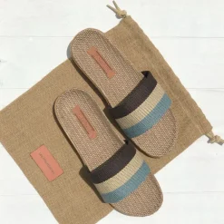 LES MAURICETTES Yvette Sandals in Light Blue/Natural/Navy Blue