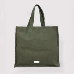 LES PENSIONNAIRES Organic Cotton Large Bag in Caper Green