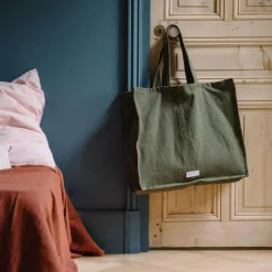 LES PENSIONNAIRES Organic Cotton Large Bag in Caper Green