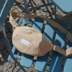LES PENSIONNAIRES Organic Cotton Sling Bag in Sand Beige