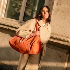 LES PENSIONNAIRES Organic Cotton Bowling Bag in Flamboyant Orange