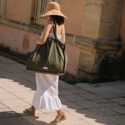 LES PENSIONNAIRES Organic Cotton Large Bag in Caper Green