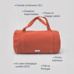 LES PENSIONNAIRES Organic Cotton Bowling Bag in Flamboyant Orange