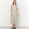 LEVETE ROOM Galaxy 1 V Neck Maxi Dress in Island Fossil Combo