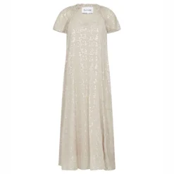 LEVETE ROOM Galaxy 1 V Neck Maxi Dress in Island Fossil Combo