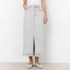 LEVETE ROOM Gill 1 Denim Maxi Skirt in Icy Grey