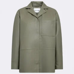 LEVETE ROOM Globa 35 Leather Jacket in Tea Leaf