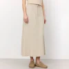 LEVETE ROOM Naja 22 Linen Mix Skirt in Island Fossil Melange