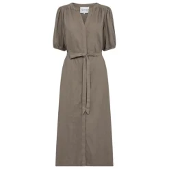 LEVETE ROOM Naja 27 Linen Midi Dress in Falcon
