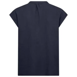 LEVETE ROOM Naja 19 Linen Mix Top in Dark Navy