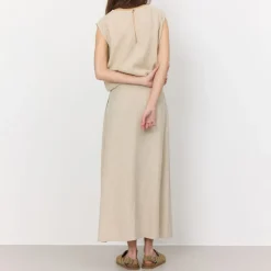 LEVETE ROOM Naja 28 Linen Mix Top in Island Fossil Melange