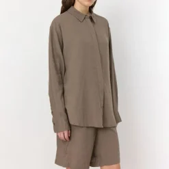 LEVETE ROOM Naja 20 L/S Linen Shirt in Falcon