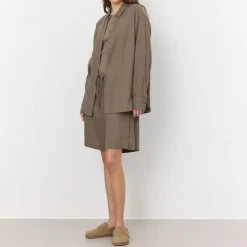 LEVETE ROOM Naja 20 L/S Linen Shirt in Falcon