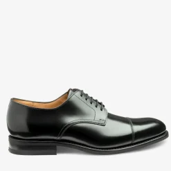 LOAKE 305 Polished Derby Toe Cap Shoes in Black