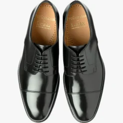 LOAKE 305 Polished Derby Toe Cap Shoes in Black