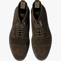 LOAKE Aquarius Suede Derby Toe Cap Boots in Dark Brown