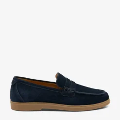 LOAKE Lucca Suede Loafers in Navy