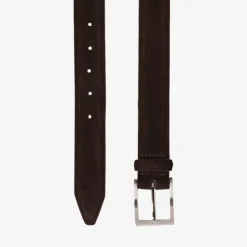 LOAKE William Suede Belt in Dark Brown