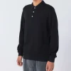 Long Sleeve Polo Shirt in Caviar | Collen and Clare