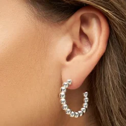 LULU COPENHAGEN Large Colour Ball Hoops in Silver