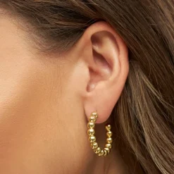 LULU COPENHAGEN Large Colour Ball Hoops in Gold