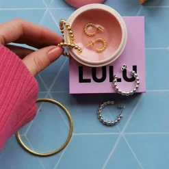 LULU COPENHAGEN Large Colour Ball Hoops in Gold
