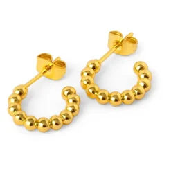 LULU COPENHAGEN Small Colour Ball Hoops in Gold