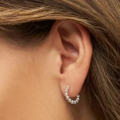 LULU COPENHAGEN Small Colour Ball Hoops in Silver