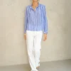 M.A.B.E Chrissie Long Sleeve Top in Blue Stripe
