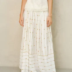 M.A.B.E Dacy EMB Maxi Skirt in Mustard