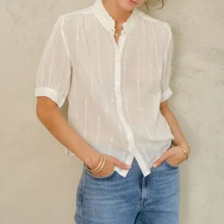 M.A.B.E Dacy EMB Top in Ecru