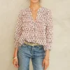 M.A.B.E Kiki Print Long Sleeve Top in Blue