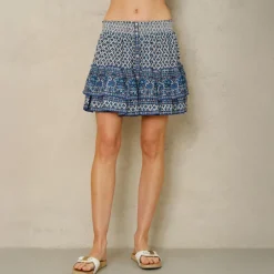 M.A.B.E Viti Print Mini Skirt in Blue