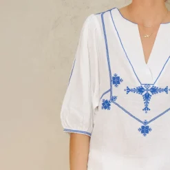 M.A.B.E Vivien EMB Top in Blue