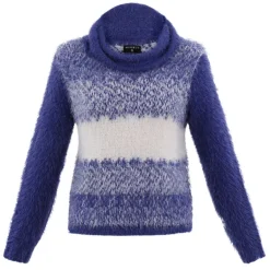 MARBLE Contrast Roll Neck Sweater in Blue Mix