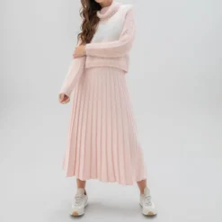 MARBLE Contrast Roll Neck Sweater in Pink Mix